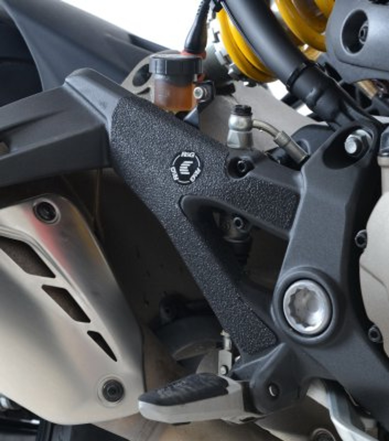 R&G Racing Boot Guard 2-piece (mounts to footrest hangers) for Ducati Monster 821 '14-'21, Monster 1200 '11-'22, Monster 1200S '14-'22 R&G Racing Boot Guard 2-piece (mounts to footrest hangers) for Ducati Monster 821 '14-'21, Monster 1200 '11-'22, Monster 1200S '14-'22
